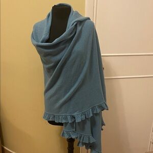 New Elegant Blue Ruffled Scarf /wrap cashmere charter club